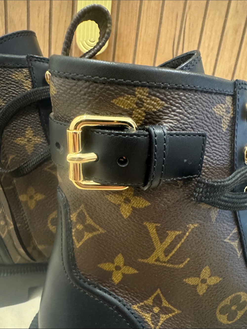 Louis Vuitton Black & Brown Monogram Lace-Up Combat Boots - Women's - Picture 10 of 12